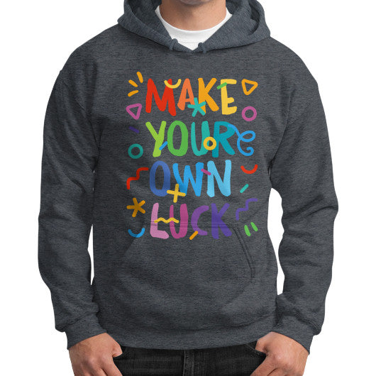 Gildan Hoodie (on man) Dark heather PoolParty Dev