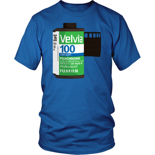 Fuji Velvia Film t-shirt District Unisex Shirt / Royal Blue / S, t-shirt - teelaunch, Regionally Famous - 1