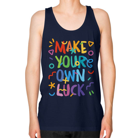Unisex Fine Jersey Tank (on man) Navy PoolParty Dev
