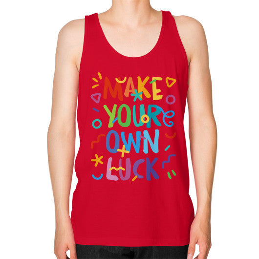 Unisex Fine Jersey Tank (on man) Red PoolParty Dev