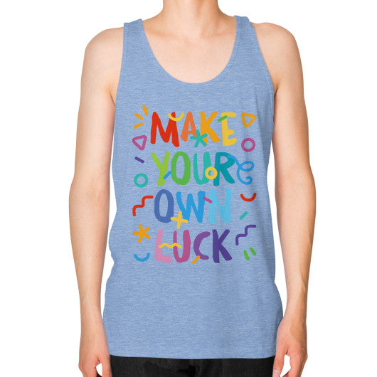 Unisex Fine Jersey Tank (on man) Tri-Blend Blue PoolParty Dev