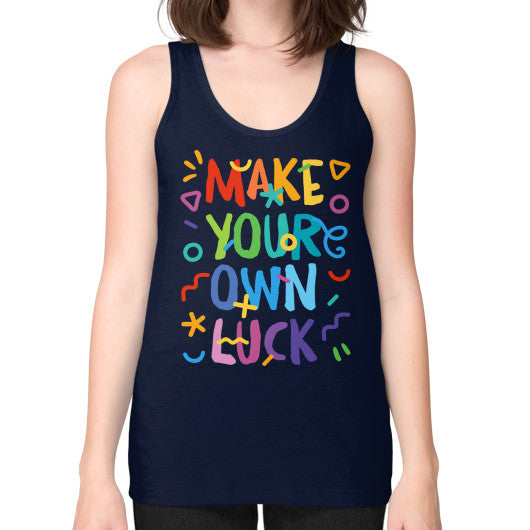Unisex Fine Jersey Tank (on woman) Navy PoolParty Dev