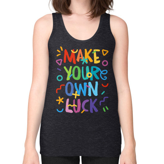 Unisex Fine Jersey Tank (on woman) Tri-Blend Black PoolParty Dev