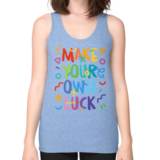 Unisex Fine Jersey Tank (on woman) Tri-Blend Blue PoolParty Dev