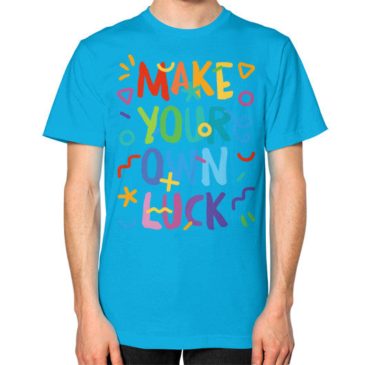 Unisex T-Shirt (on man) Teal PoolParty Dev