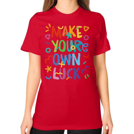 Unisex T-Shirt (on woman) Red PoolParty Dev