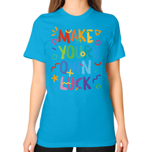 Unisex T-Shirt (on woman) Teal PoolParty Dev