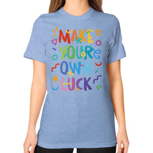 Unisex T-Shirt (on woman) Tri-Blend Blue PoolParty Dev