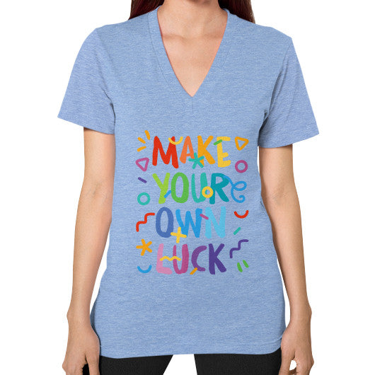 V-Neck (on woman) Tri-Blend Blue PoolParty Dev